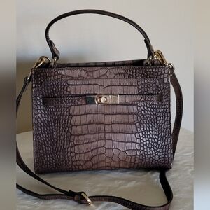 Gianni Notaro. Made in Italy. Eegant Brown Crocodile-Embossed Women's Bag. NWOT